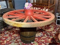 Wagon Wheel & Barrel Table