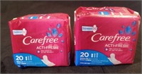 2  CareFree Acti-Fresh pads 20 per pack