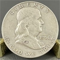 1958-D Ben Franklin Silver (90%) Half Dollar