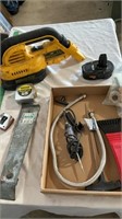 Shop vac, hand tools, tape measure