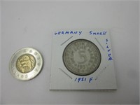 5 Mark Germany 1951 silver