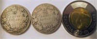 Canada 1909 et 1910, 2 pièces 25 cents silver