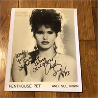 Autographed Penthouse Pet Andi Sue Irwin Photo