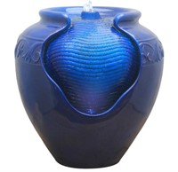 Fountain  16.9in. Glazed Pot Fountain  Blue