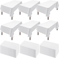 25 Pcs White Plastic Tablecloth for Events