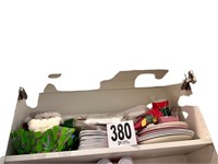 1 Shelf Of Decor/Plates &Misc.(Laundry)