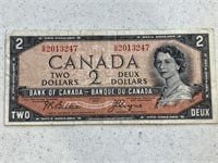 1954 Cdn $2 Devils Hair Bill- Rare