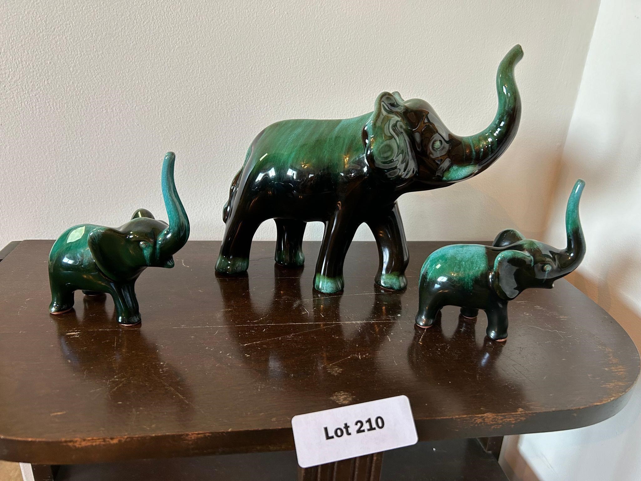 Blue Mountain Pottery Elephants 3 pc