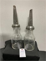 Vintage 1920s Glass Motor Oil Bottles