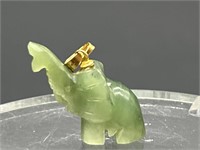 Vintage Carved Jade Elephant Pendant