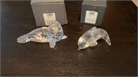Waterford Crystal seal figurine and dolphin