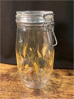 WHEAT DESIGN GLASS CANISTER JAR