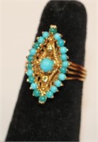 18kt yellow gold Antique Turquoise Ring