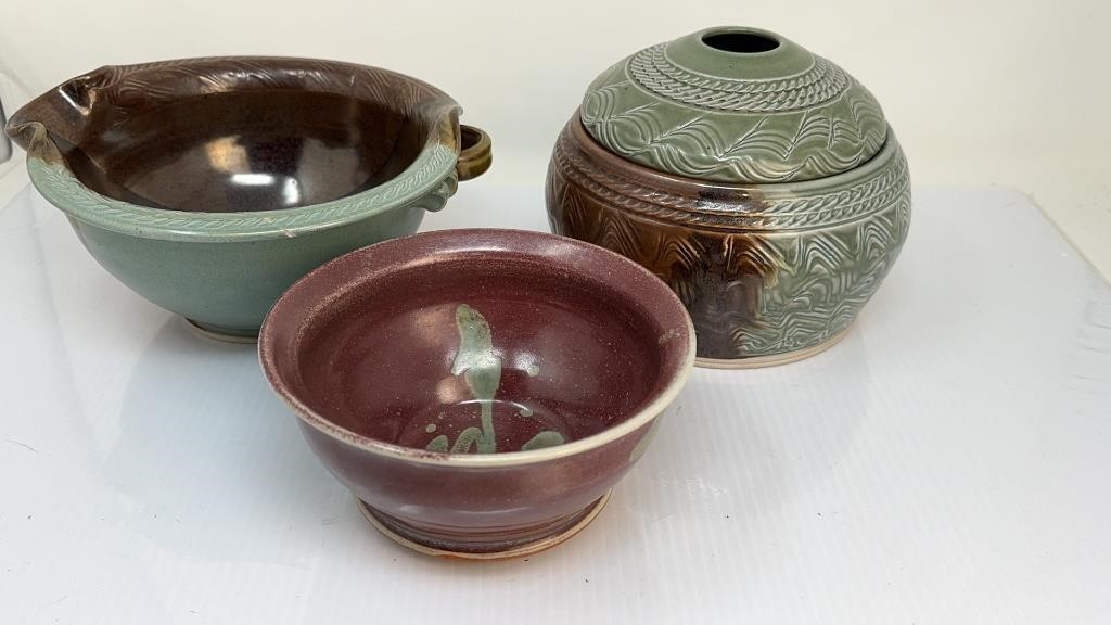 Pottery Pieces, one signed