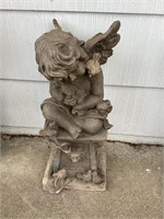 Angel on Pedestal Yard Ornament