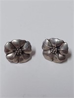 Marked Sterling Flower Earrings- 6.1g