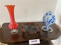Blown Glass Vase + Decor + bowl