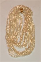 14kt yellow gold 6 strand Pearl Necklace