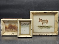 Trio of Signed Pictures in Rustic Frames