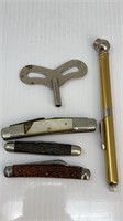 Vintage Pocket Knnives, Old Clock Key & More