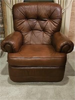 Brown Leather Recliner with Manual Recline