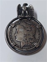 1902 Morgan Dollar Coin in Made in France Holder