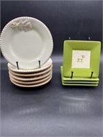 (10) 2- Sets of Holiday Themed Dessert Plates