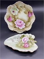 (2) Vintage Hand Painted Lefton Bowl & Heart Dish