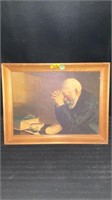 Man praying framed picture approximately 15x12