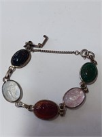Silvertone Scarrob Bracelet w/ Multicolored