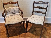 (2) Vintage Mahogany Dining Chairs, 1 is Armchair