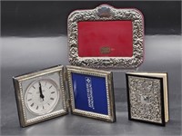 (3) Ornate Silver Tone: Picture Frames & Notebook