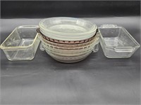 8- Glass Pie Plates & 2- Glass Loaf Pans