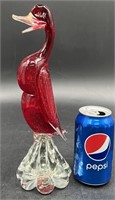 Vintage Red Art Glass Murano Bird Figurine