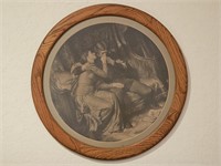 Vintage Courting Couple Picture in Round Frame