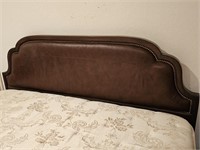 Vintage Padded & Wooden Headboard w/ Brad Trim