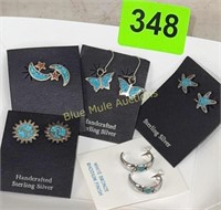 Turquoise & Sterling, White Bronze earrings