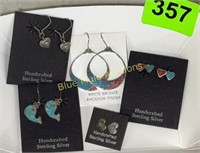 Turquoise & Sterling, White Bronze earrings