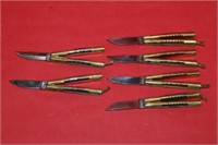 6pc Folding Knives w/ inlaid balison