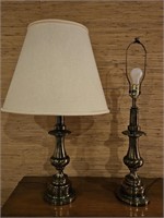 Pair  of Large Brass Stifle-Look Table Lamps