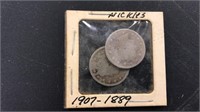 2 Nickels 1907-1889