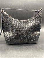 CEM Black Woven Leather Shoulder Purse