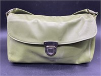 Perlina Green Soft Leather Handbag w/ Pink Lining