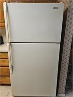 White Whirlpool Refrigerator w/ Ice Maker.