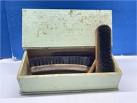 Dove Tail Box With Shoe Shine Brushes