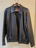 Men's Black Leather Jacket, Size Large
