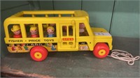 Vintage -Fisher Price - school bus with pull