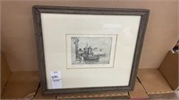 Vintage -framed artwork - 9 x 10 inch frame