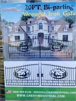 1-Set of New 20' Bi Parting Wrought Iron Gates