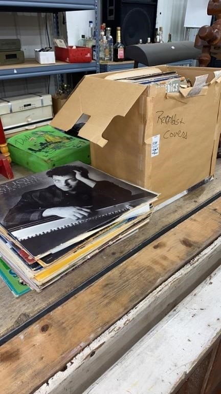 Stack of records and record covers